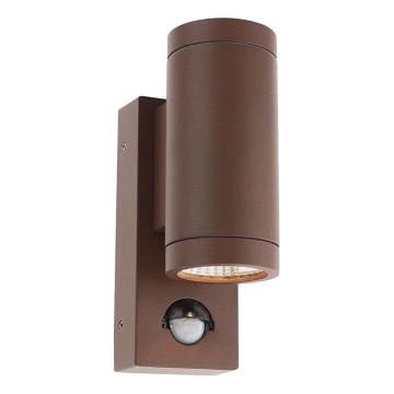 Redo 9455 - LED Zunanja stenska svetilka s senzorjem VINCE 2xLED/3W/230V IP54 rjava