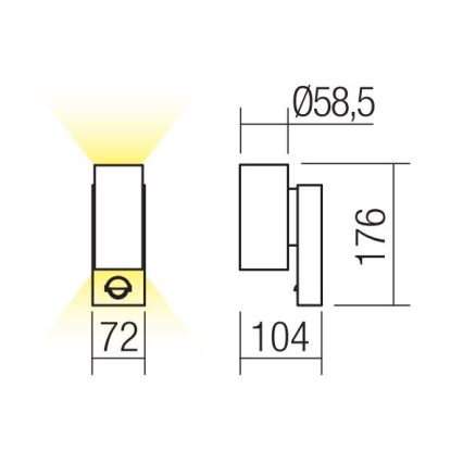 Redo 9455 - LED Zunanja stenska svetilka s senzorjem VINCE 2xLED/3W/230V IP54 rjava