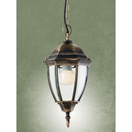 Redo 9607 - Zunanji lestenec na verigi SEVILLA 1xE27/42W/230V IP44 zlata/patina