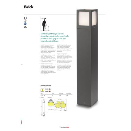 Redo 9644 - Zunanja svetilka BRICK 1xE27/23W/230V IP54