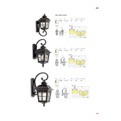 Redo 9648 - Zunanja stenska svetilka YORK 1xE27/70W/230V IP44 rjava