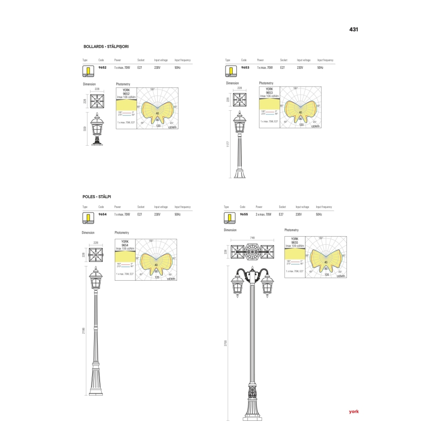 Redo 9652 - Zunanja svetilka YORK 1xE27/70W/230V IP44 rjava