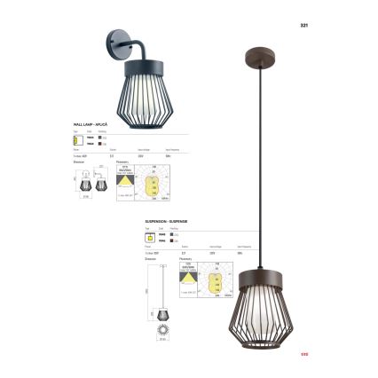 Redo 9843 - Zunanja stenska svetilka TITTI 1xE27/42W/230V IP44 antracit