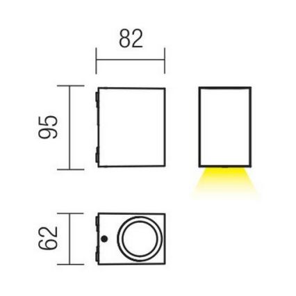 Redo 9907 - LED Zunanja stenska svetilka BEAM LED/5W/230V IP54