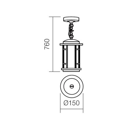 Redo 9956 - Zunanji lestenec na verigi BRISTOL 1xE327/42W230V IP23