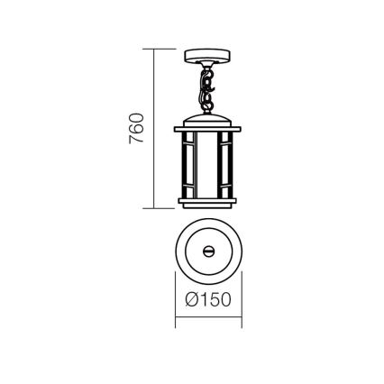 Redo 9956 - Zunanji lestenec na verigi BRISTOL 1xE327/42W230V IP23