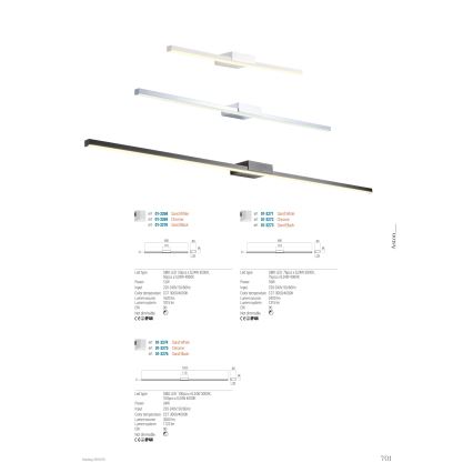 Redo01-3270 - LED Kopalniška luč za osvetlitev ogledala ASTON LED/12W/230V 60 cm CRI 90 IP44 črna