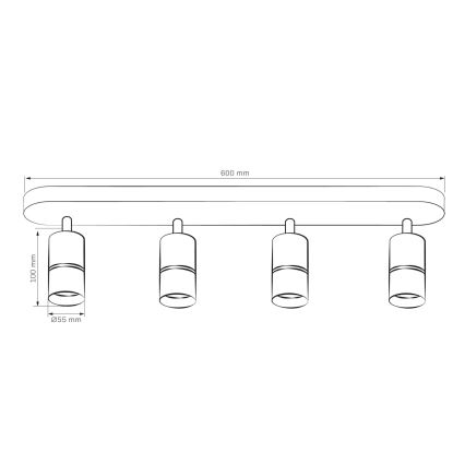 Reflektor BAMBOO 4xGU10/10W/230V črna