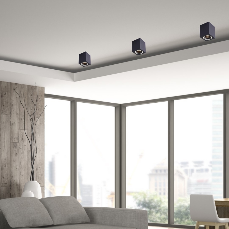Reflektor BIMA 1xGU10/25W/230V kvadrat črna