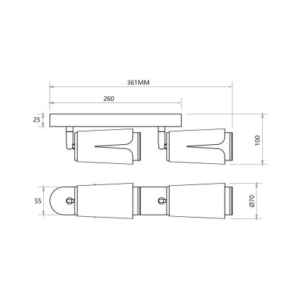 Reflektor CVETLICA 2xGU10/8W/230V črna