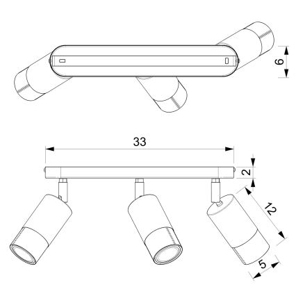 Reflektor LINK 3xGU10/8W/230V črna/medenina