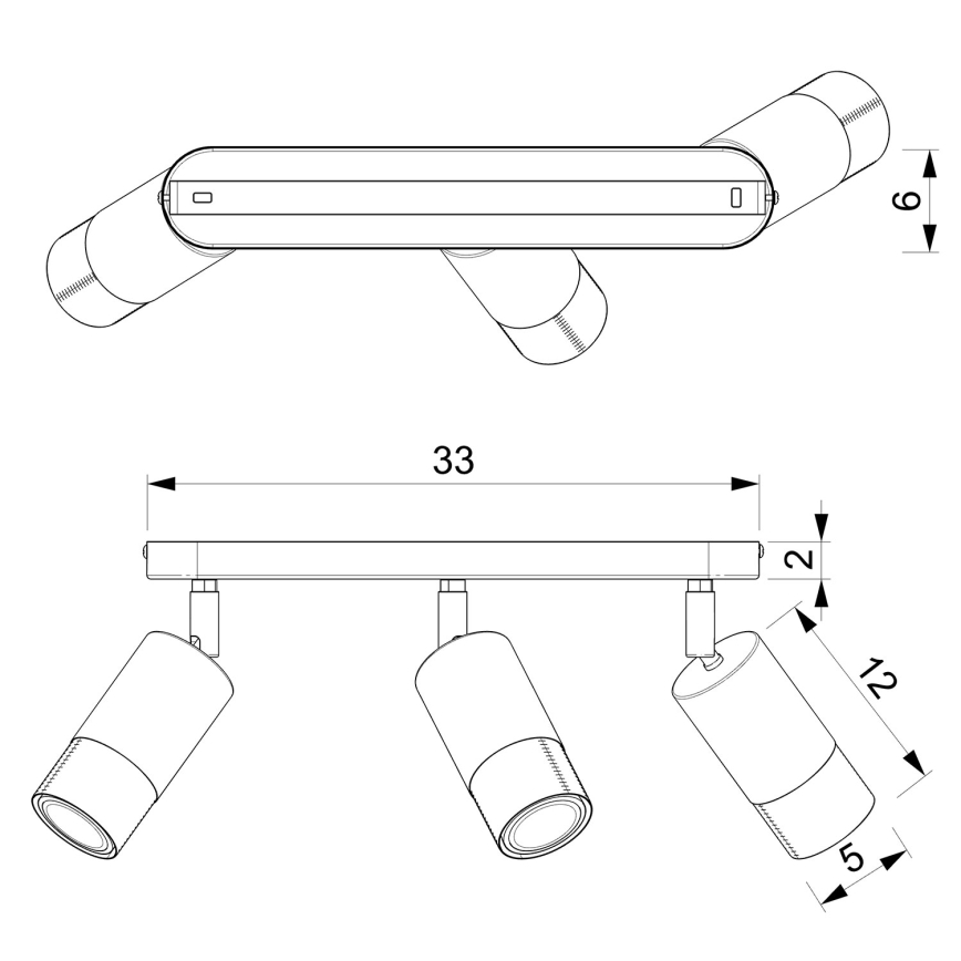 Reflektor LINK 3xGU10/8W/230V črna/medenina
