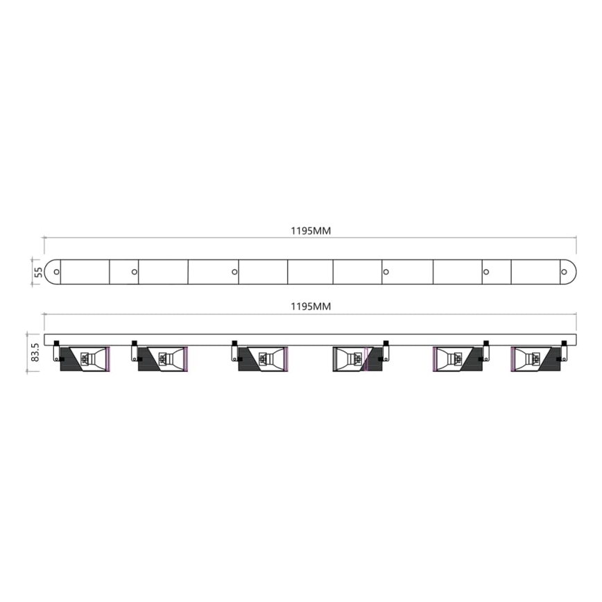 Reflektor NEO 6xGU10/8W/230V črna/zlata