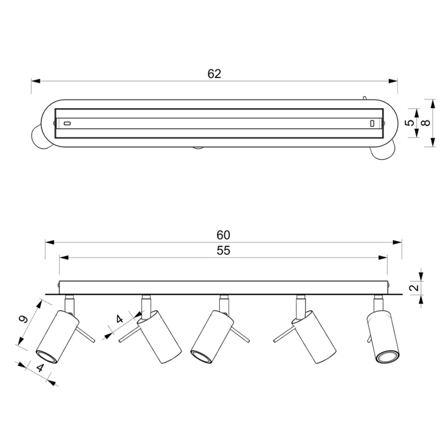 Reflektor PRESTON 5xGU10/MR11/40W/230V moder