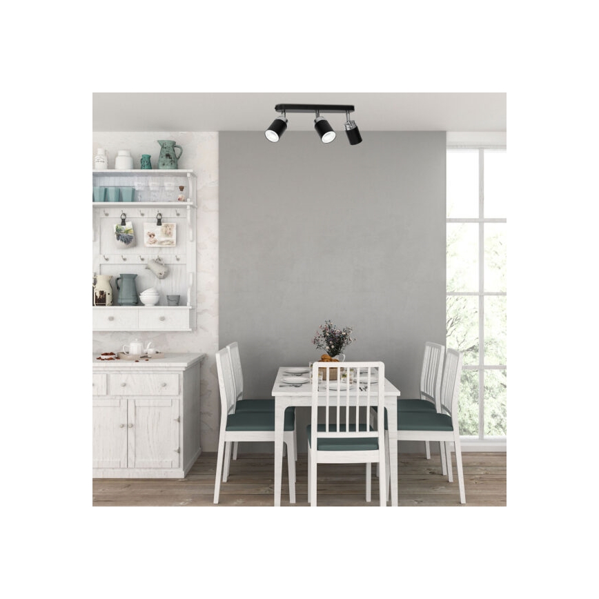 Reflektor RENO 3xGU10/8W/230V črna/sijajni krom
