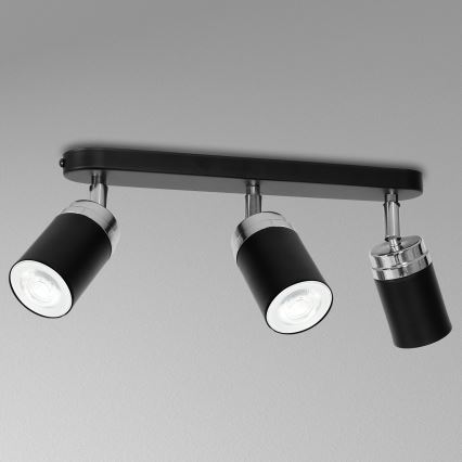 Reflektor RENO 3xGU10/8W/230V črna/sijajni krom