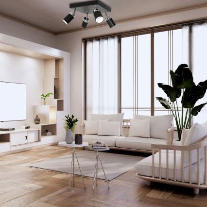 Reflektor RENO 4xGU10/8W/230V črna/sijajni krom
