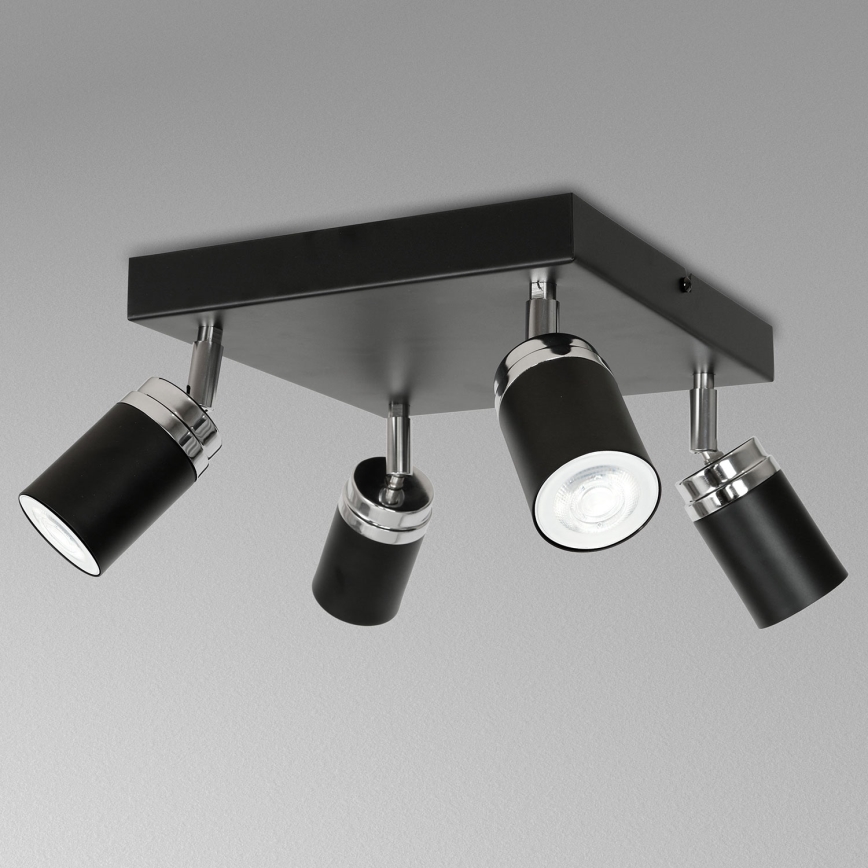 Reflektor RENO 4xGU10/8W/230V črna/sijajni krom