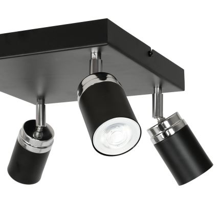 Reflektor RENO 4xGU10/8W/230V črna/sijajni krom