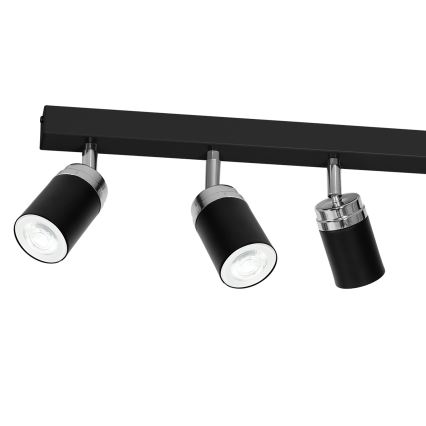 Reflektor RENO 6xGU10/60W/230V črna/sijajni krom