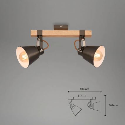 Reflektor RETRO 2xE27/40W/230V rjav