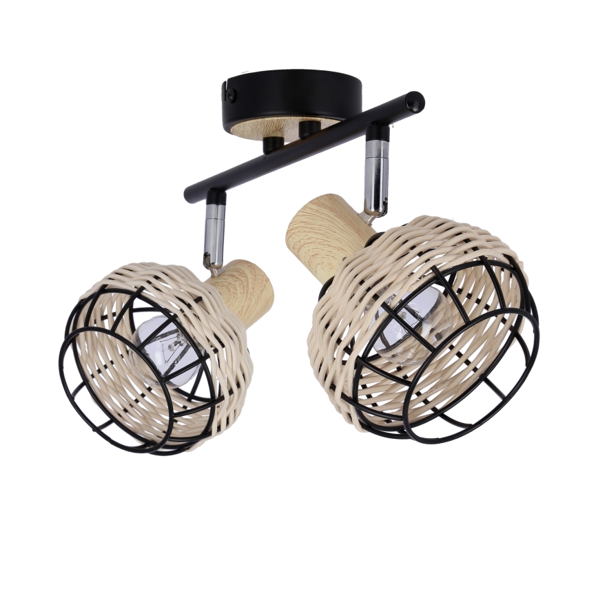 Reflektor TAJGA 2xE14/40W/230V ratan/črna