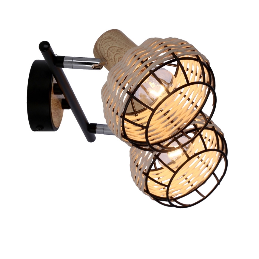 Reflektor TAJGA 2xE14/40W/230V ratan/črna