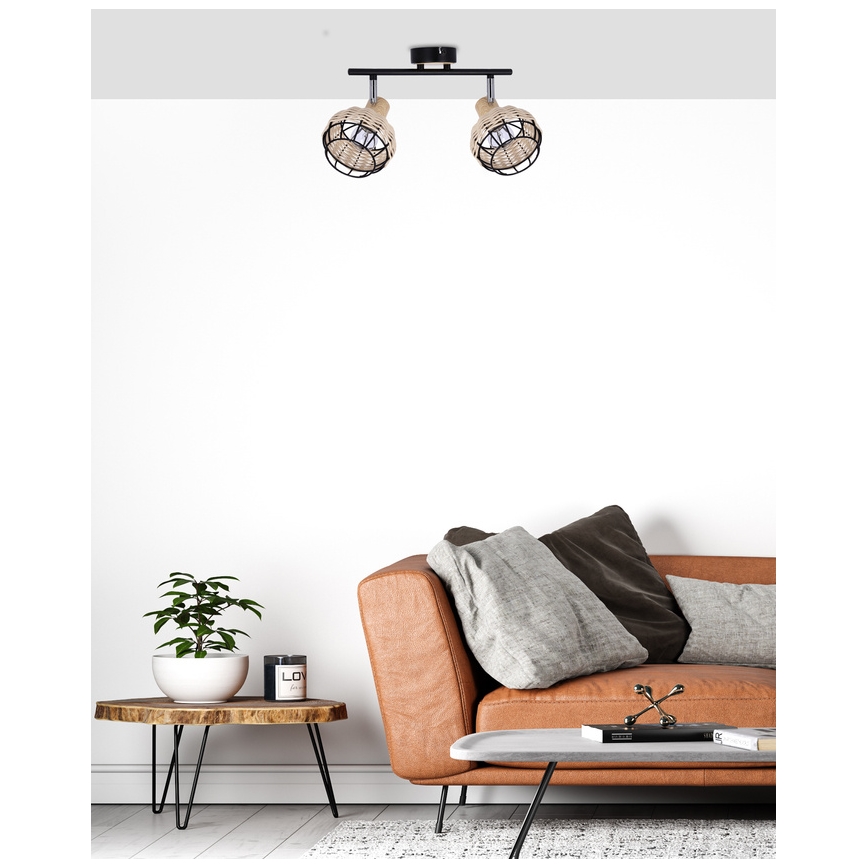 Reflektor TAJGA 2xE14/40W/230V ratan/črna