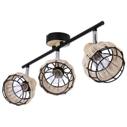Reflektor TAJGA 3xE14/40W/230V ratan/črna