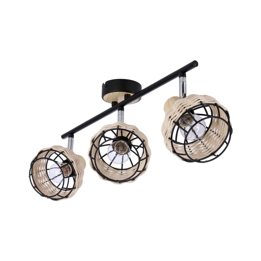 Reflektor TAJGA 3xE14/40W/230V ratan/črna