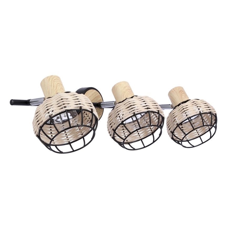 Reflektor TAJGA 3xE14/40W/230V ratan/črna