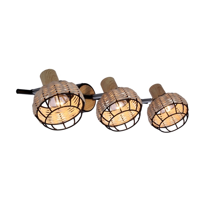 Reflektor TAJGA 3xE14/40W/230V ratan/črna