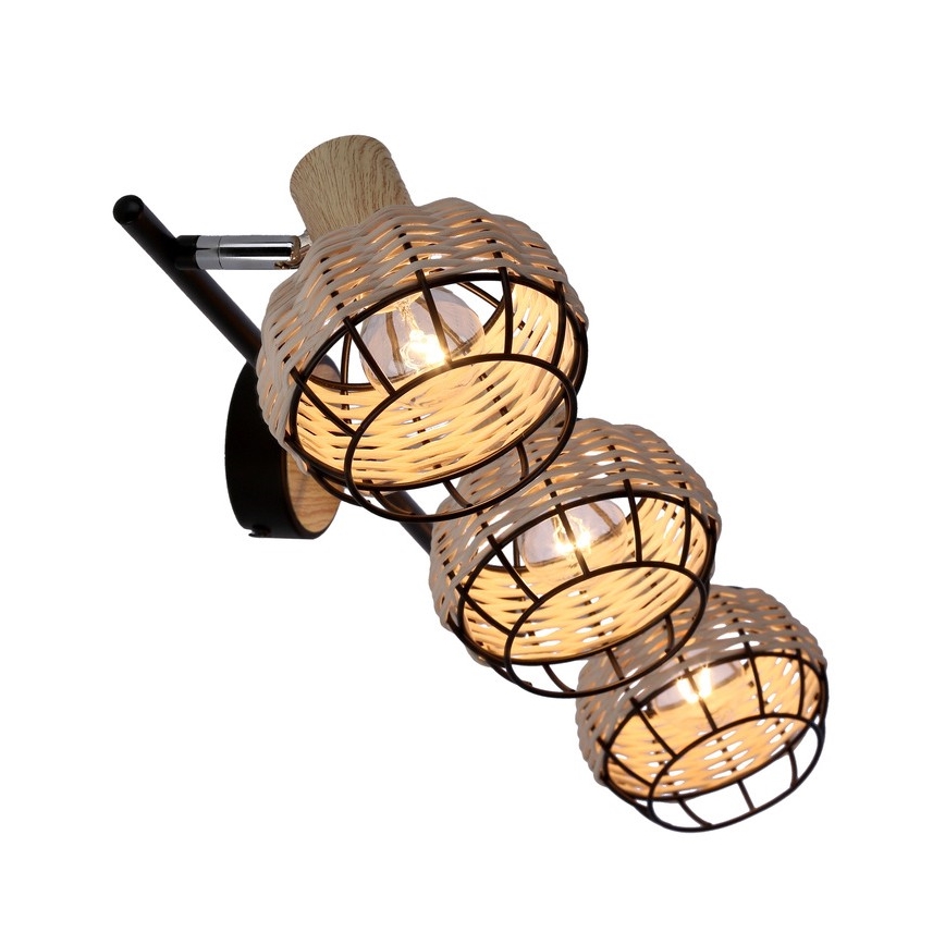 Reflektor TAJGA 3xE14/40W/230V ratan/črna