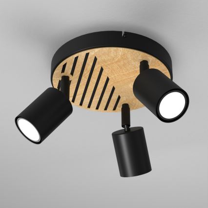 Reflektor TERRA 3xGU10/8W/230V črna/hrast