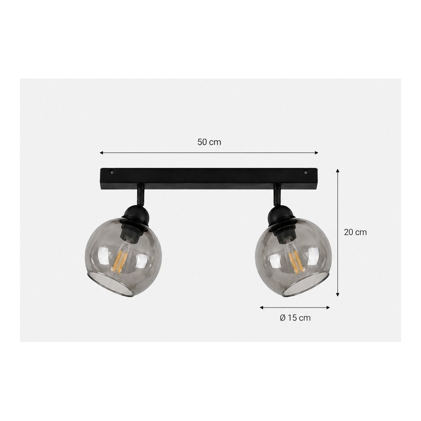 Reflektor UNO 2xE27/60W/230V črn