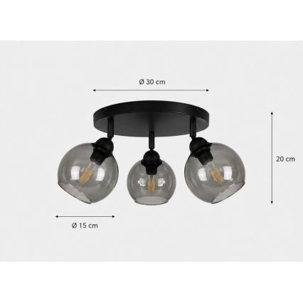 Reflektor UNO 3xE27/60W/230V črn