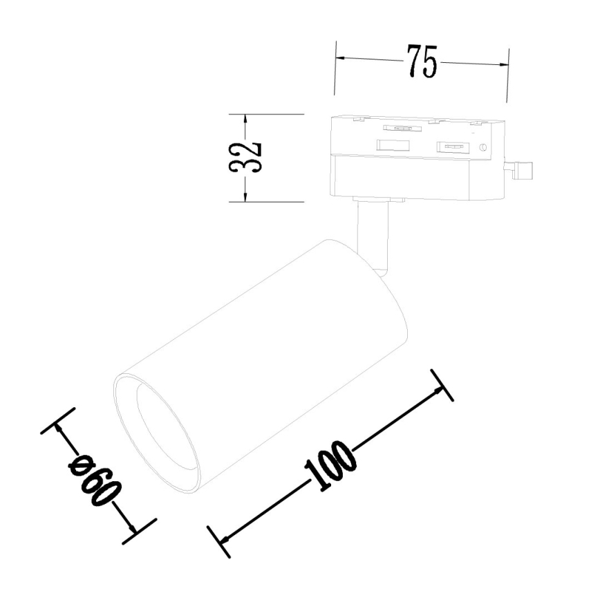 Reflektor za 1-fazni tračni sistem PIPE 1xGU10/10W/230V črna