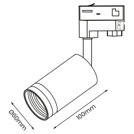 Reflektor za 3-fazni tračni sistem PIPE 1xGU10/25W/230V črn