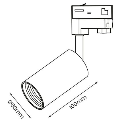 Reflektor za 3-fazni tračni sistem PIPE 1xGU10/25W/230V črn