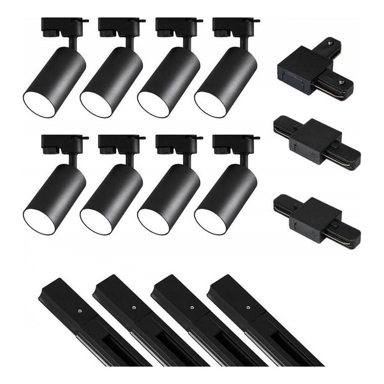Reflektor za tračni sistem 8xGU10/25W/230V 4 m črna