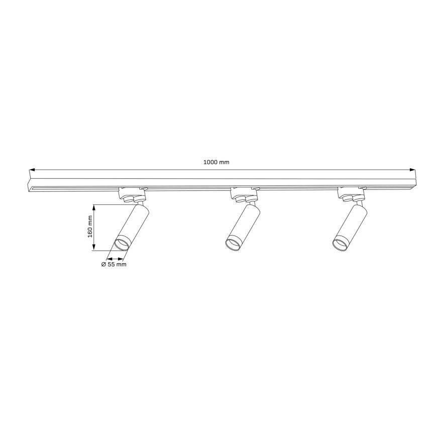 Reflektor za tračni sistem FADO 3xGU10/10W/230V + 1 m tračni sistem črna