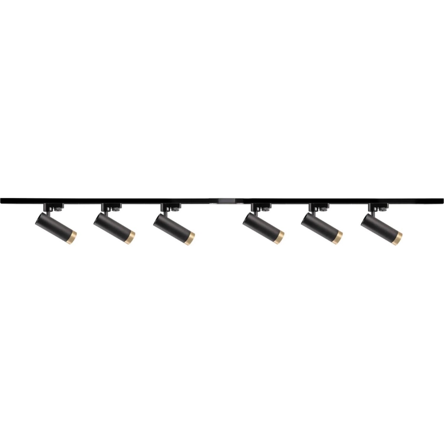 Reflektor za tračni sistem FADO 6xGU10/10W/230V + 2x1 m tračni sistem črna