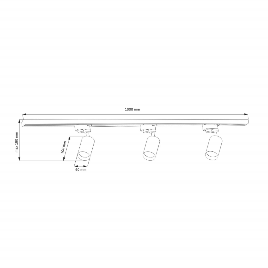 Reflektor za tračni sistem MARIBEL 3xGU10/10W/230V +1 m tračni sistem zlata