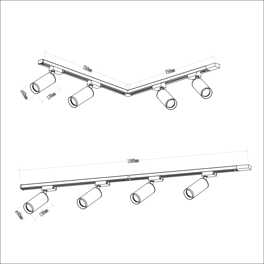 Reflektor za tračni sistem MICA 4xGU10/10W/230V črna