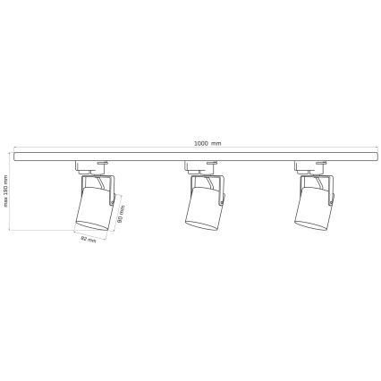 Reflektor za tračni sistem MINOR 3xGU10/10W/230V + 1 m tračni sistem črna