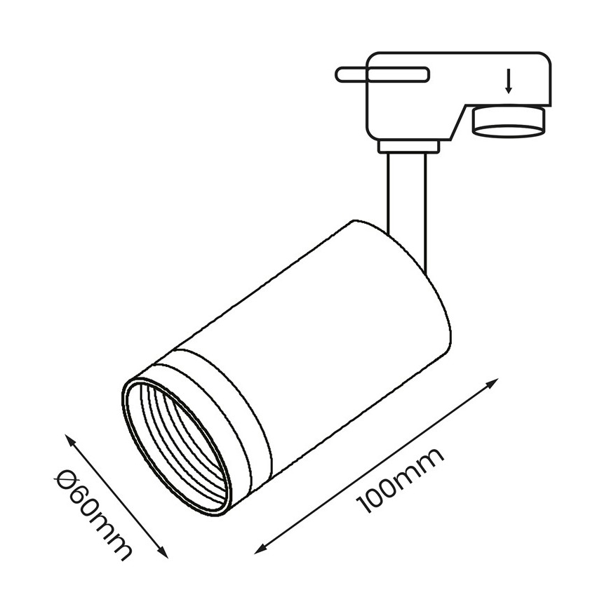 Reflektor za tračni sistem PIPE 1xGU10/25W/230V črn