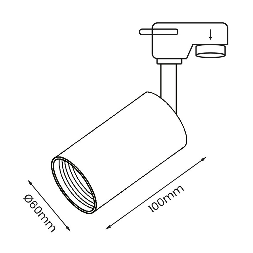 Reflektor za tračni sistem PIPE 1xGU10/25W/230V črn