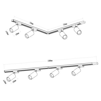 Reflektor za tračni sistem PIPE 4xGU10/10W/230V zlata/črna