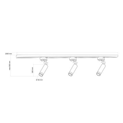 Reflektor za tračni sistem PORTO 3xGU10/10W/230V + 1 m tračni sistem črna