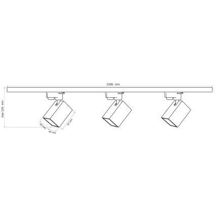 Reflektor za tračni sistem SQUARE 3xGU10/10W/230V + 1 m tračni sistem bela